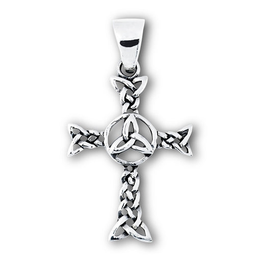 STERLING SILVER CELTIC CROSS WITH TRINITY KNOT PENDANT – Timeless Irish ...