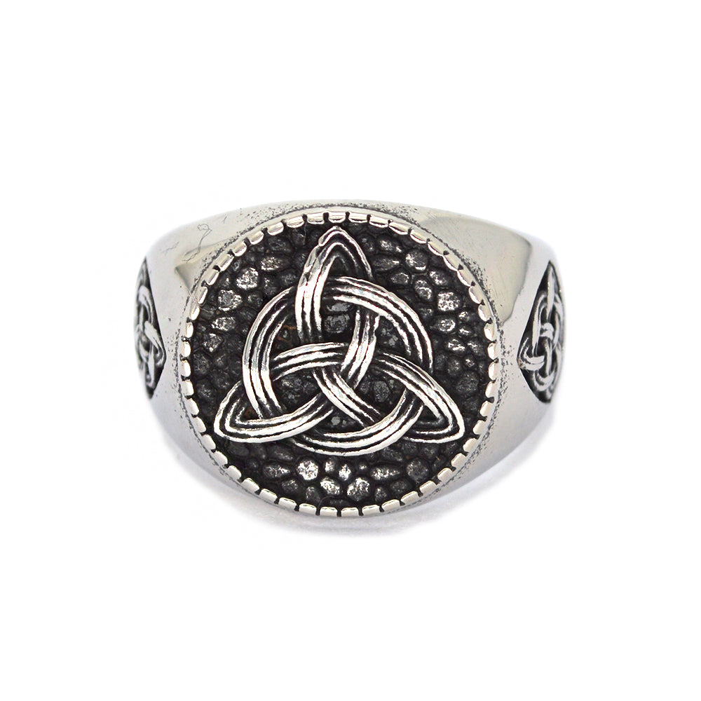 STAINLESS STEEL TRINITY CIRCLE SIGNET RING – Timeless Irish Treasures